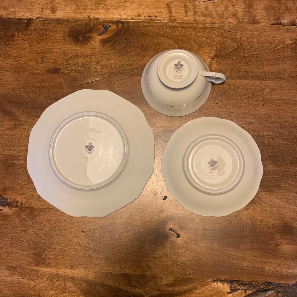 Vintage 1940's Schwarzenhammer Bavaria-Set of Three-Cup, Saucer, Dessert Plate - Picture 9 of 14